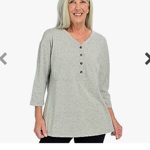 Women’s Christopher & Banks Gray Henley Knit Top